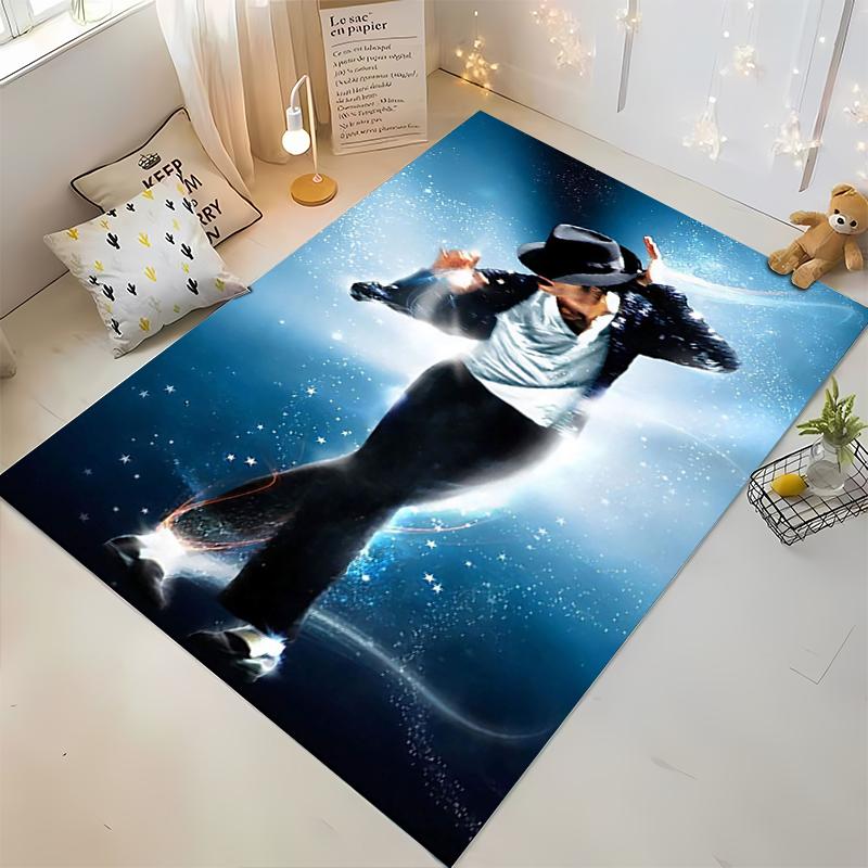 Dancing figure with hat and starry blue glow. Non-slip rug suitable for living room and bedroom sofas.