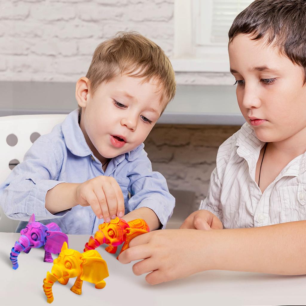 3D-gedrucktes bewegliches Elefantenspielzeug, Elefant mit beweglichen Gelenken, 3D-gedrucktes Elefantenspielzeug-Dekoration, Stressabbau, beweglicher Elefant