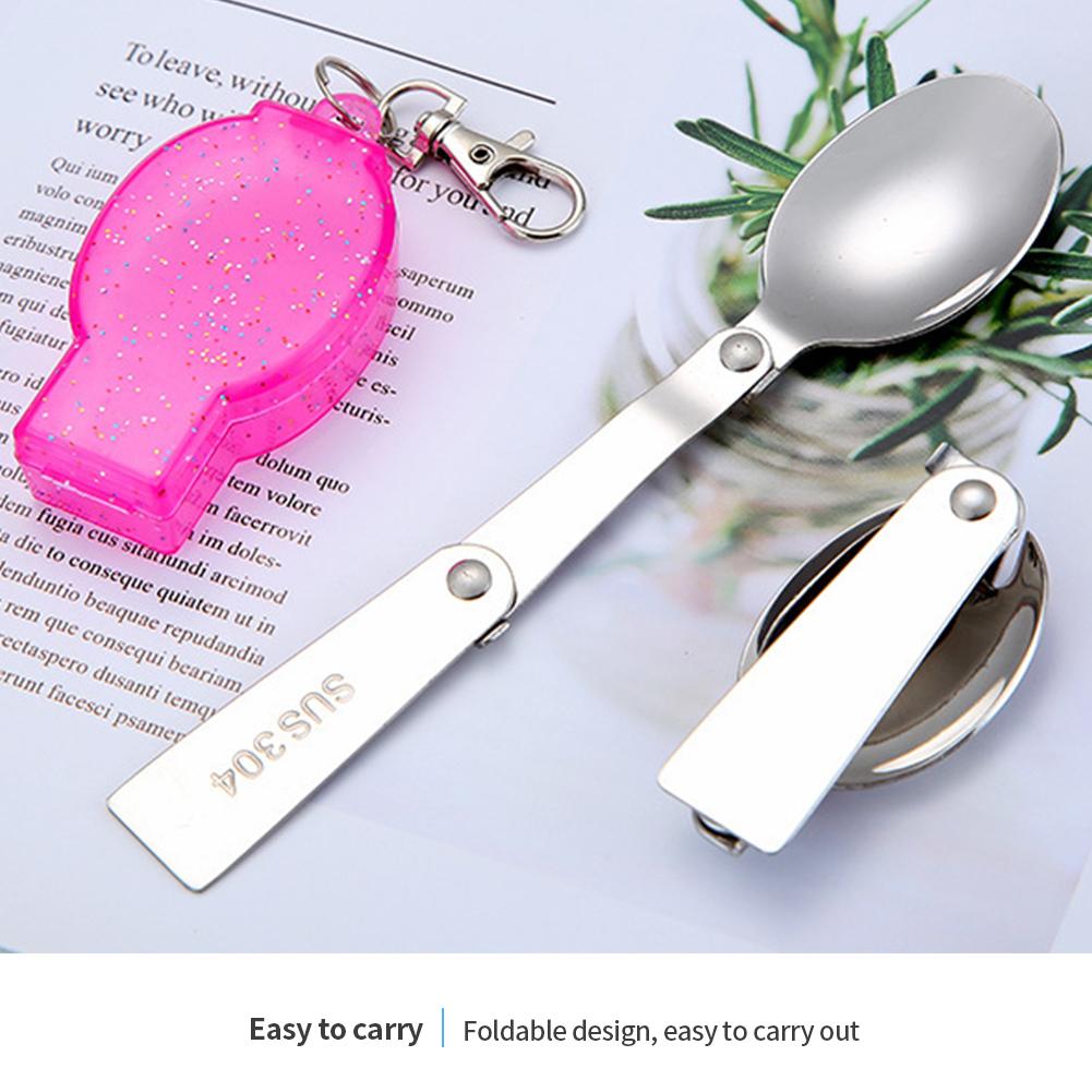 304 Stainless Steel Solding spoon Creative Tableware Outdoor Portable Three-Fold Spoon Fork Travel Folding Spoon Storage Box