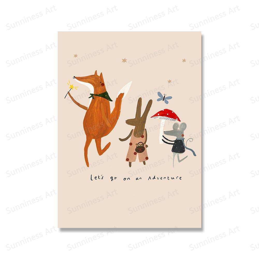 Hund Gans Kaninchen Bär Wildflower Cartoon Poster Obst Apfel Birne Wand Kunst Leinwand Malerei Drucke Bilder Baby Kinder Zimmer Dekor