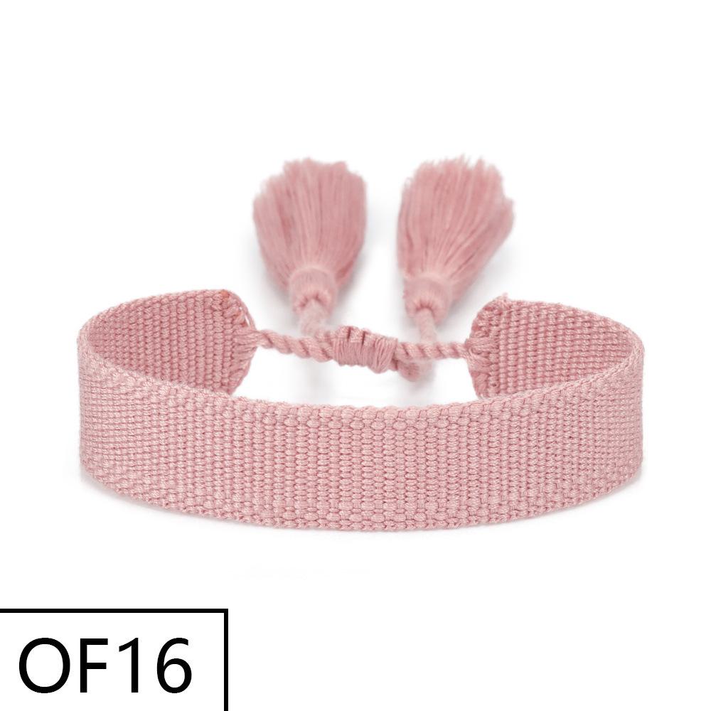 Embroiderable Polyester Cotton Letter Tassel Bracelet for Women – 1.5cm Woven Wristband