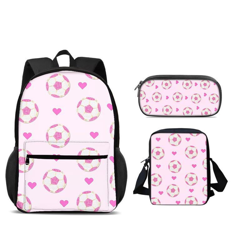Soccer backpack, pencil case, shoulder bag 3Pcs Set, sports style, football, best partner for male and female students in school