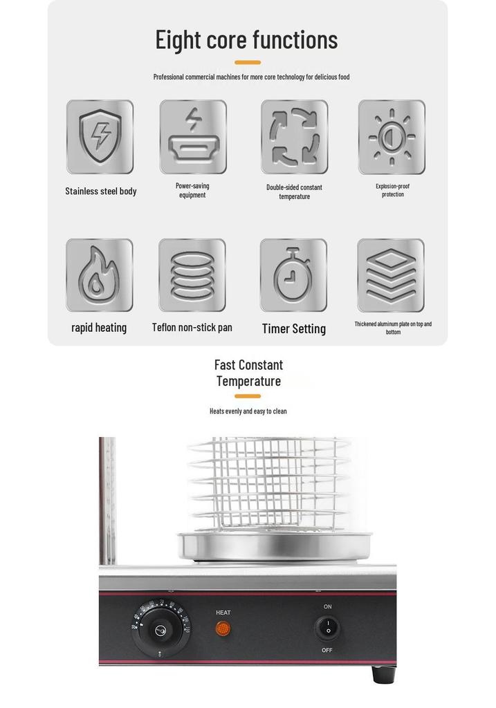 Lushiduo 3-Rod Automatic Sausage Roaster with Temperature Control and Heat Preservation