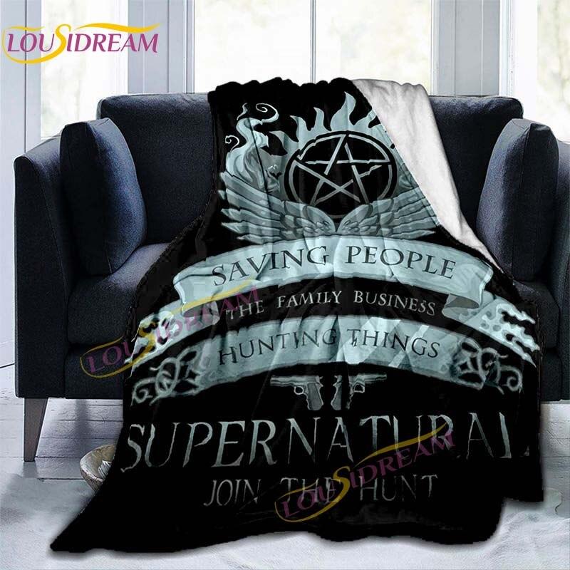 TV Series Supernatural 3D Printed Blanket Couch Cover Travel Bedding Plush Throw Blanket Bedspread for Kids Men Flannel Blanket