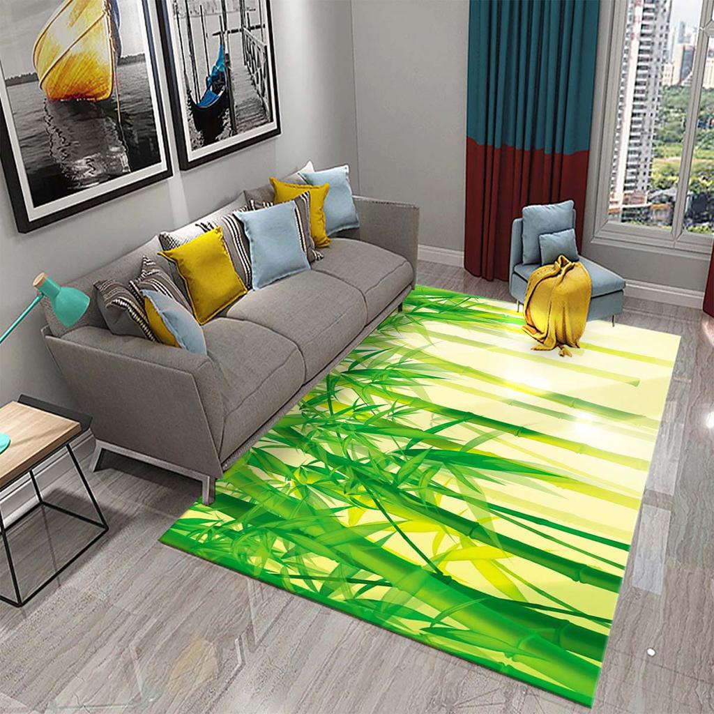 3D Green Bamboo Forest Bamboo Carpet for Bathroom Mat Plants Toilet Rugs Anti-Slip Mat Bedroom Living Room Floor Decor Carpets