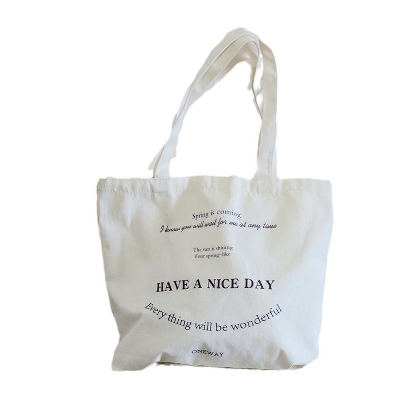 Literary canvas bag large-capacity shopping bag fashionable and simple shoulder women's bag