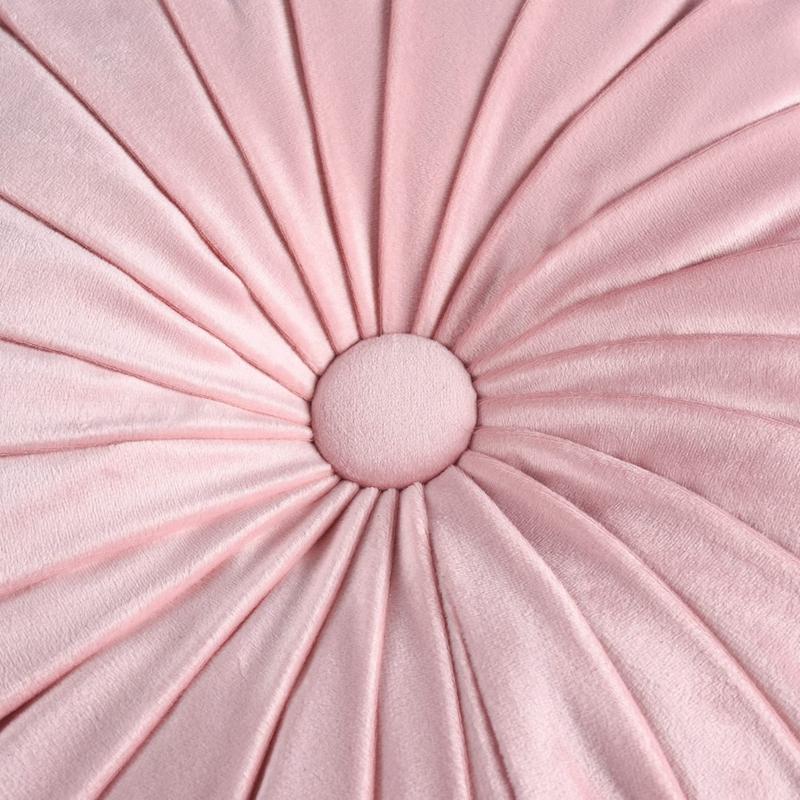 Round Pleated Throw Pillow Soft Velvet Decorative Plush Round Pillow Seat Cushion Decorative Pillows For Bed Couch Chair Cream