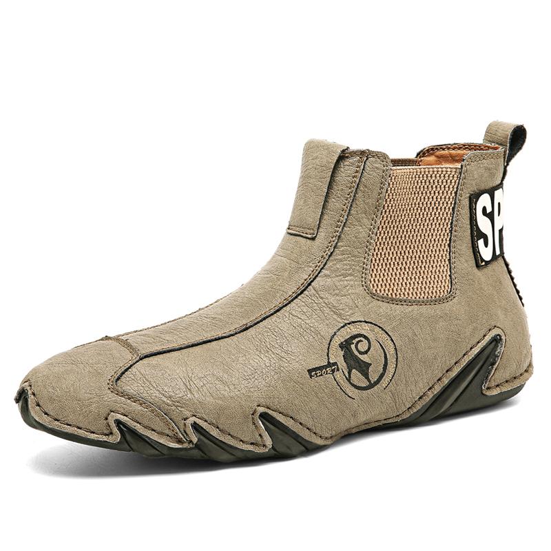 Móda Pánské Outdoor Zimní Sporty Turistika Ruční šití Kožené tenisky Kotníkové boty Nové Neklouzavé Ležérní Teplé plyšové pánské boty Chelsea