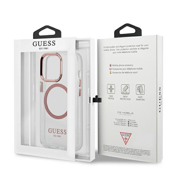 Guess Guhmp13Lhtrmp Iphone 13 Pro / 13 6,1 Różowy/Pink Hard Case Metal Outline Magsafe