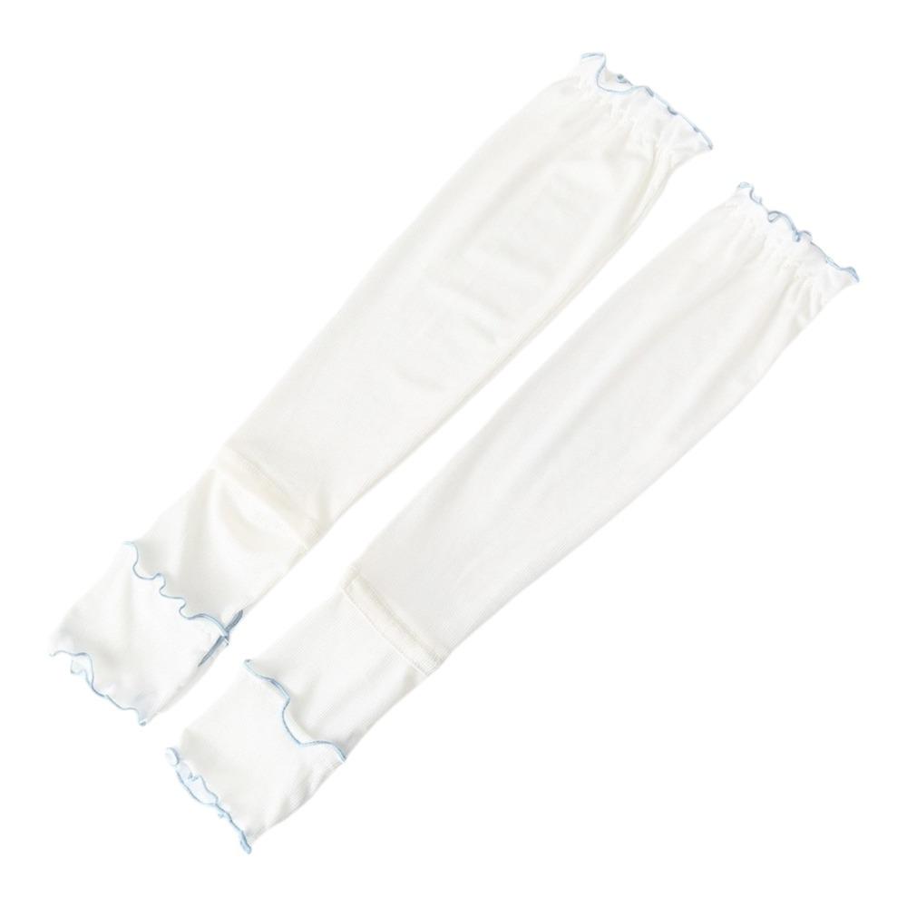 Ruffles Sunscreen Arm Sleeves Solid Color Cycling Arm Cover Breathable Ice Silk Arm Sleeves  Ladies
