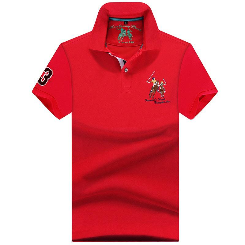Authentisches Paul Herren Kurzarm-Polo mit Pferdelogo, gesticktem Kragen, Übergröße lockere Passform