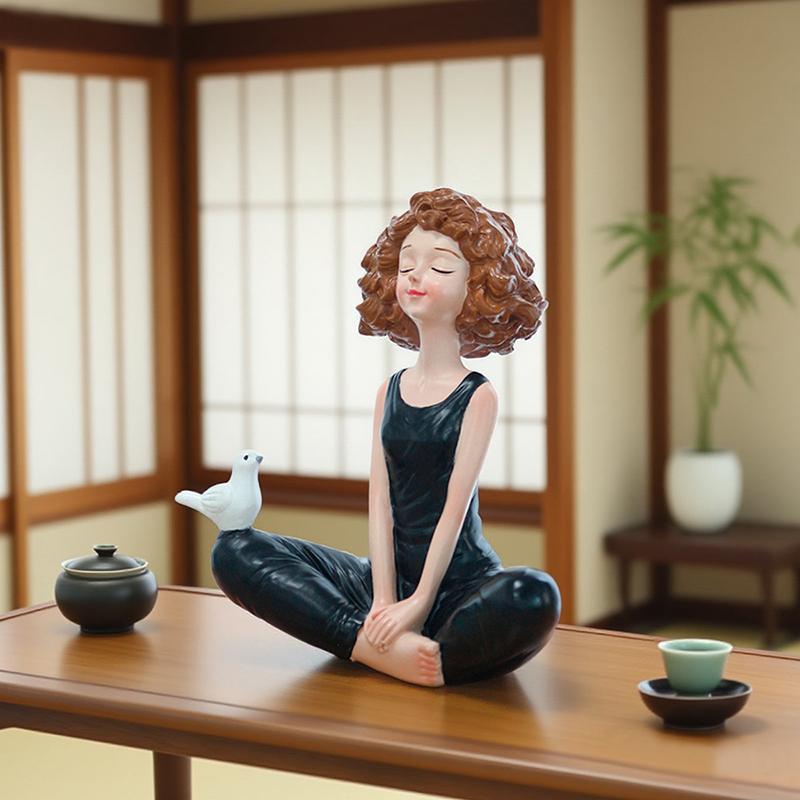 Yoga Girl Figurines Yoga Statue Art Sculpture Figure Resin Home Decoration Desk Ornament, Statuette For Your Desk/Bookshelf