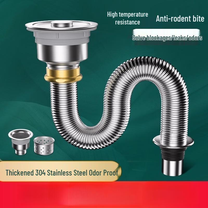 Universal Stainless Steel Sink Drain Pipe Kit
