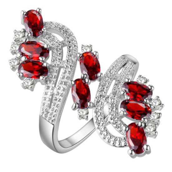 

Женское кольцо с кубическим цирконием, свадебное банкетное кольцо, ювелирное изделие, очаровательный подарок US 7 красный