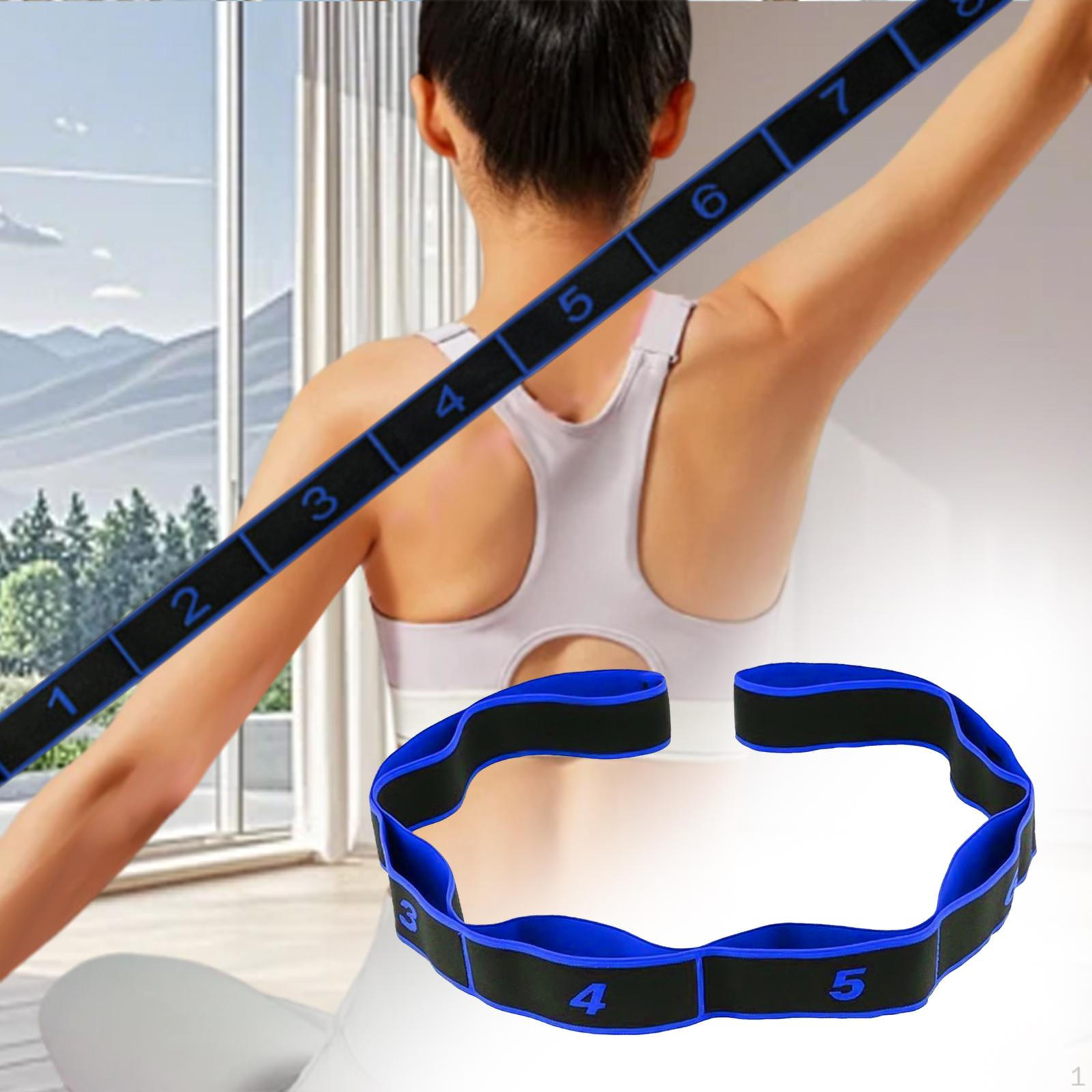 

8-сегментный эластичный ремень для йоги улучшает гибкость тела, домашний тренажерный зал, лента сопротивления синий