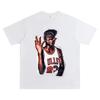 American MJ Printed Short-sleeved T-shirt for Men, Trendy Pure Cotton, Heavyweight, Loose-fitting, Summer Retro Half-sleeve Top