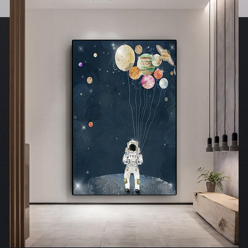 Astronaut Oil Painting Decorative Painting Canvas Universe Planet Moon Cuadros Decoracion Dormitorio Modern Home Decor Art