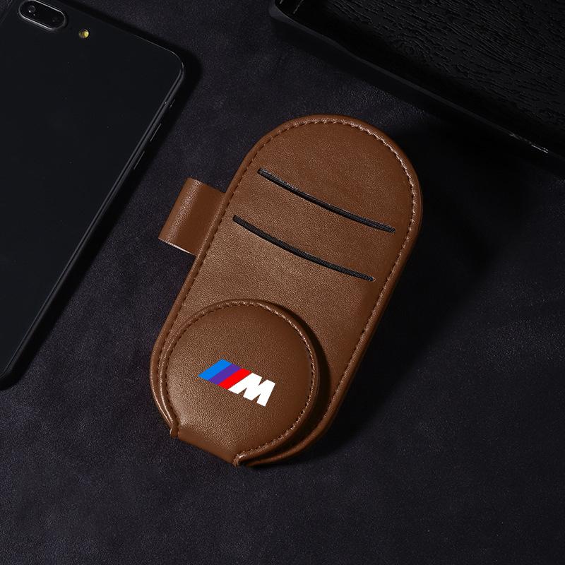 Leather M LOGO Car Glasses Clip Sun Visor Multi-function Sunglasses Clip For BMW M Performance M3 M5 M6 F20 F10 F13 X7 X3 X4 X5 X6 3 4 5 6 7 Series