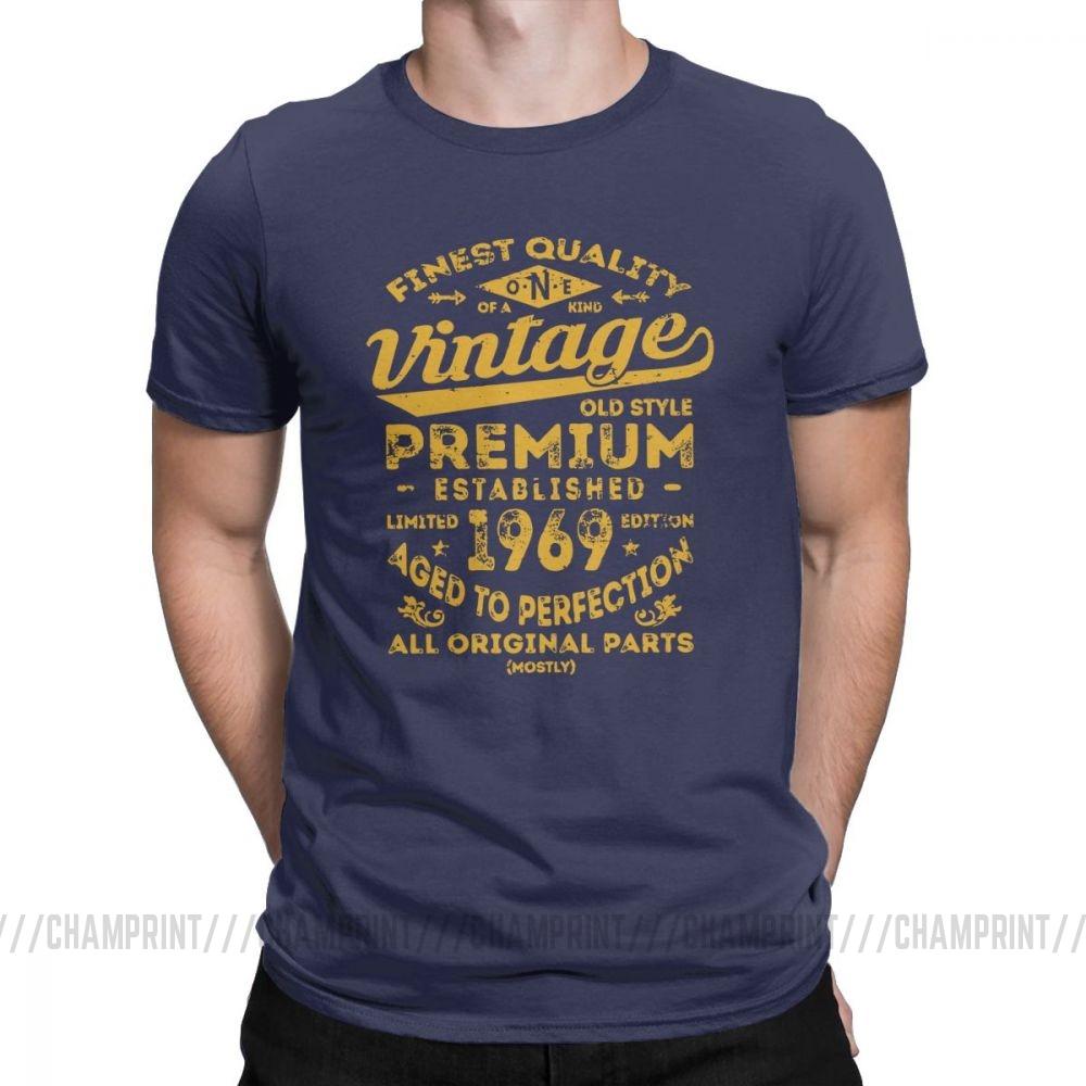 Vintage 1969 Birthday Gift Idea 50 Years Old 50th Birthday Gift TShirt for Male Oneck Cotton T Shirt Funny Clothing Plus Size