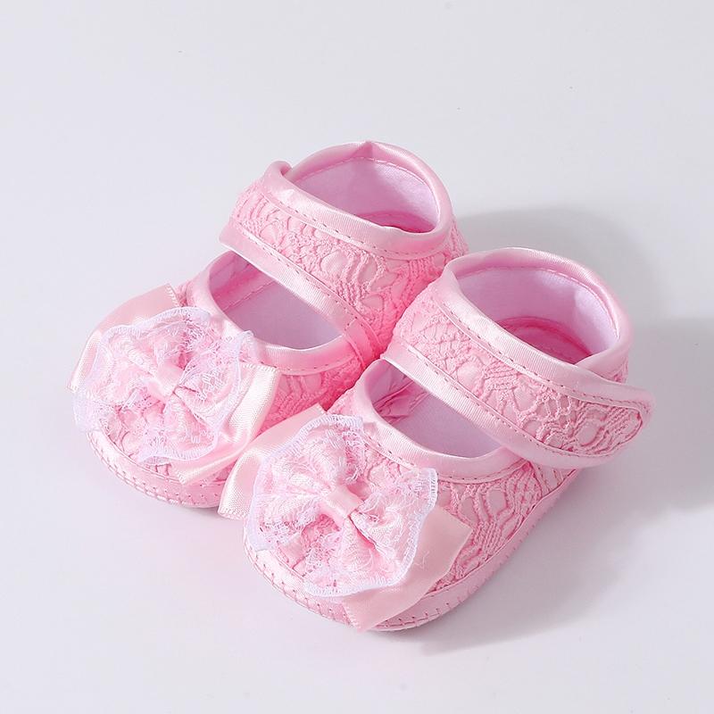 Spedbarn Baby Flate Sklisikre Sko Pustende Sløyfesko