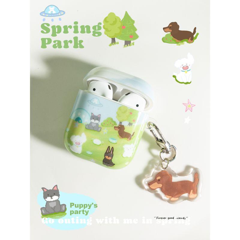 

Spring Park Applicable to AirPods Pro2 Earphone Sleeves Apple Earphone Case Second Generation AirPods 3 Grassland Dog Cartoon Cute Niche Style Spring Park Puppies 1/2 Generation