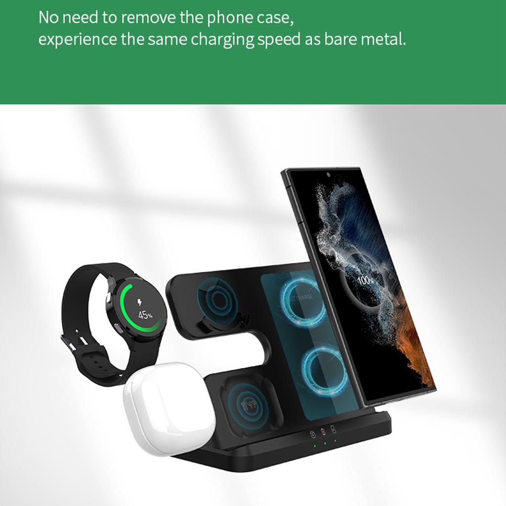 GY-Q10B 3 In 1 Fast Charger Pad Wireless Charging Station for Qi Standard Phone/Samsung Galaxy Watch/Earphone