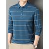 Striped Long-Sleeved Shirt Spring and Autumn Middle-Aged Men's T-shirt Loose Casual Dad Wear T-shirt Undershirt Top