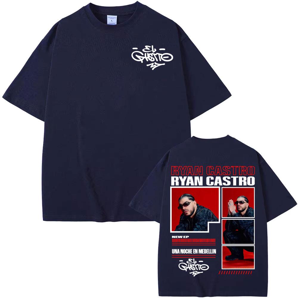 Rapper Ryan Castro Album Tour 2025 Cover Men's T-Shirt, Harajuku Hip Hop Street T-Shirt Cotton Casual Loose Short Sleeves