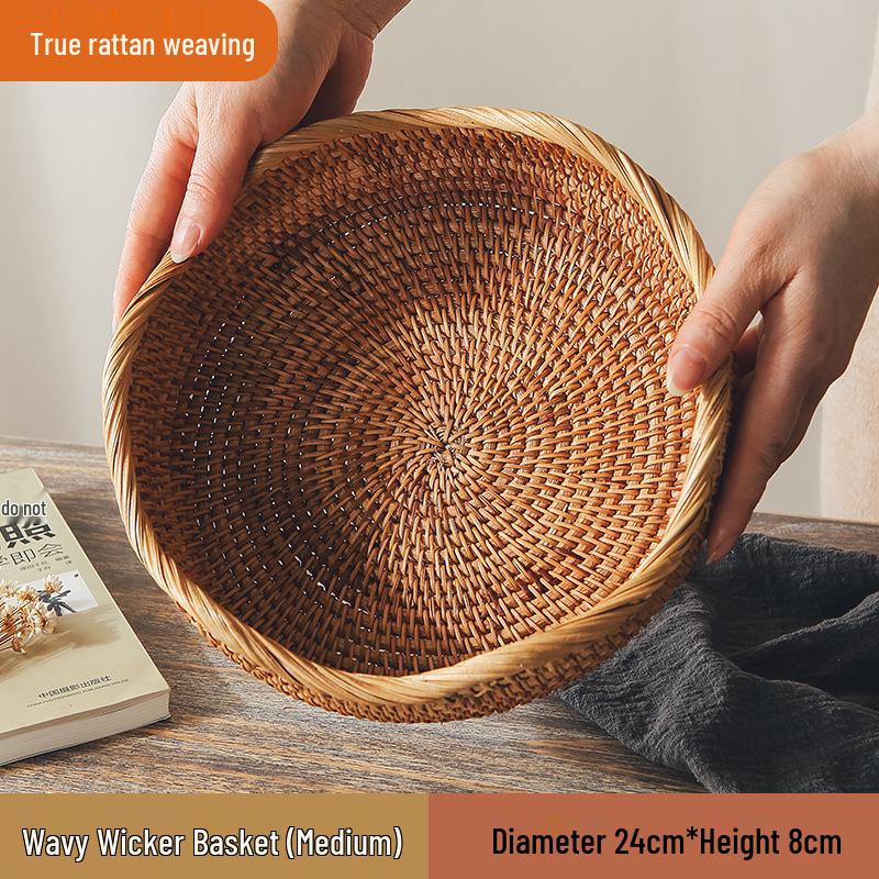 Mehrzweck Bambus Webkorb zur Aufbewahrung, für Obst, Brot, Brötchen, Snacks und für Picknicks