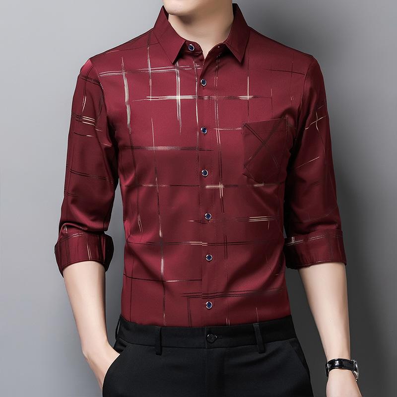Autumn and Winter Men's Shirt Men's Middle-aged Long-sleeved Business Casual Men's Shirt