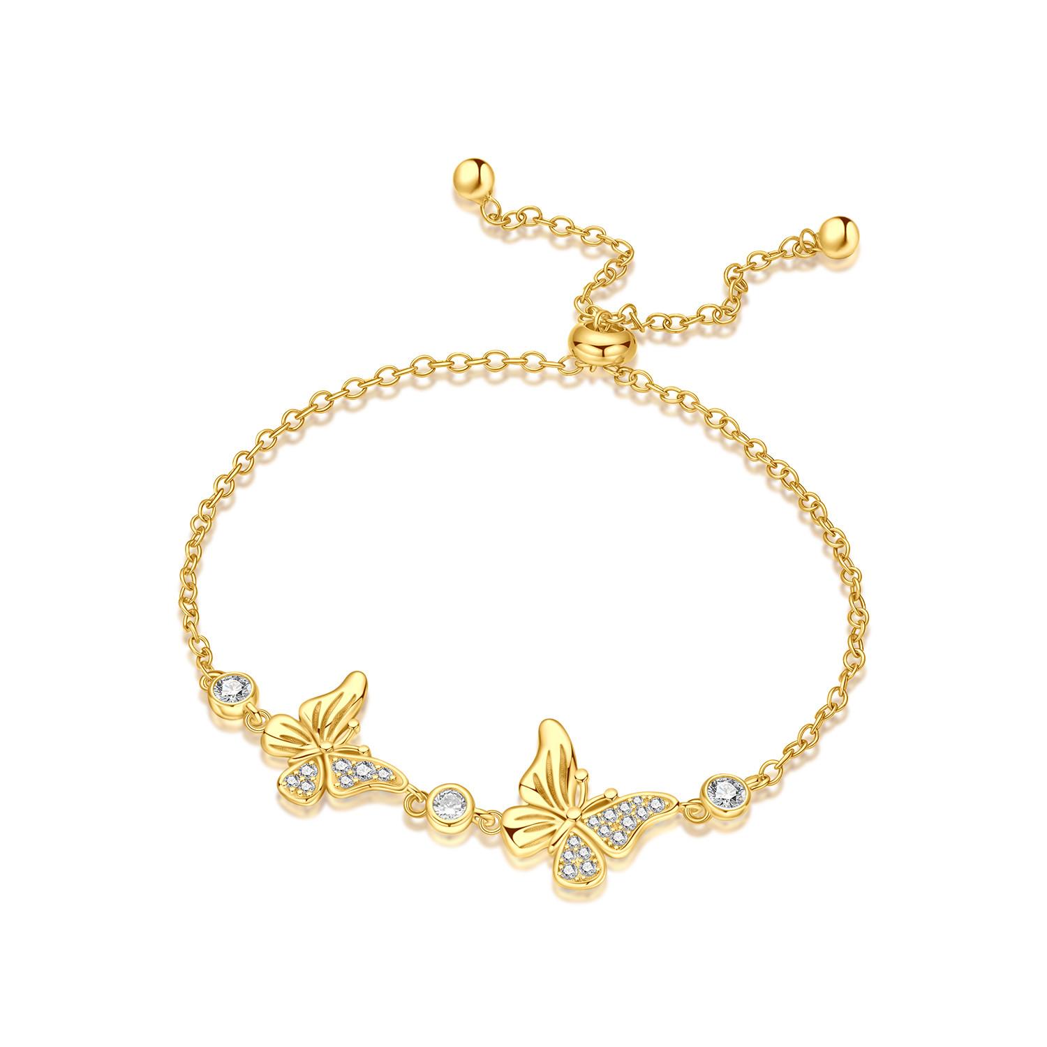 

S925 Silver Adjustable Butterfly Bracelet Chain Link Women Bracelet Jewelry Party Trendy Anniversary Gifts