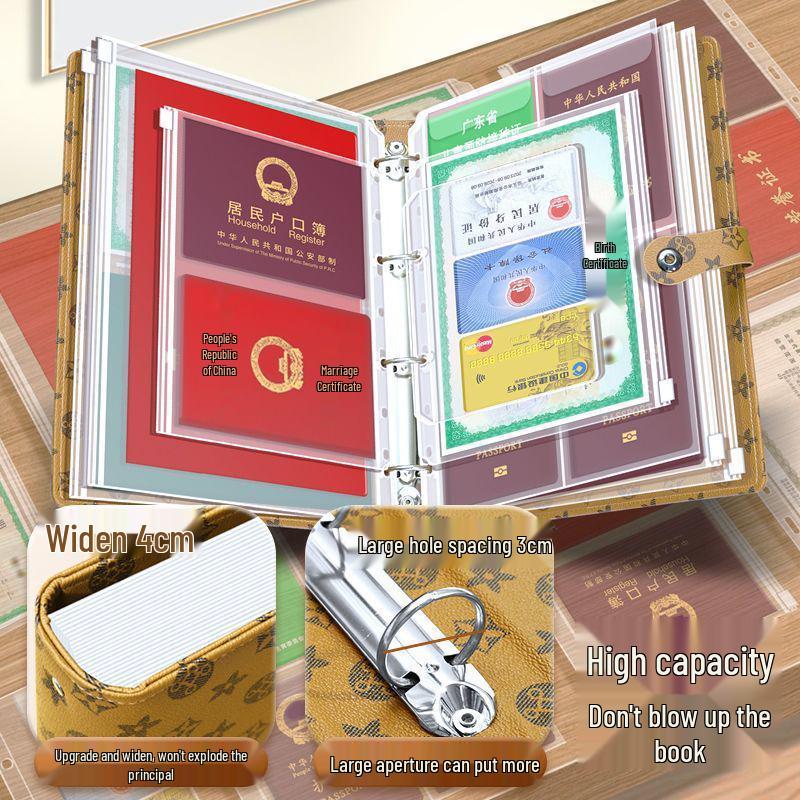 A4 ID Skladovací taška na dokumenty: Obsahuje potvrzení o trvalém pobytu, očkovací průkaz, rodný list, pas, řidičský průkaz, volný listový pořadač.