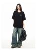 Japanese Minimalist Women's TU Print Cotton T-Shirt - Loose Short Sleeve, Round Neck, Trendy and Versatile Summer Top