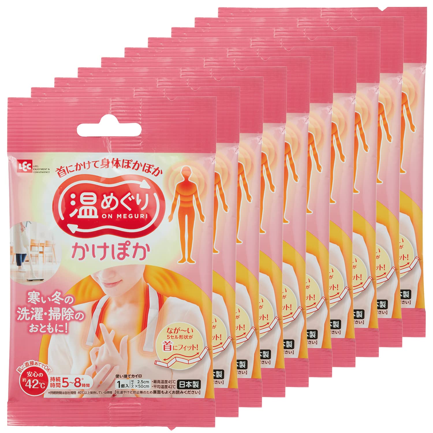 

LEC Warm Warm Kakepoka одноразовая грелка для шеи, сделано в Японии (10 кусочков) белый