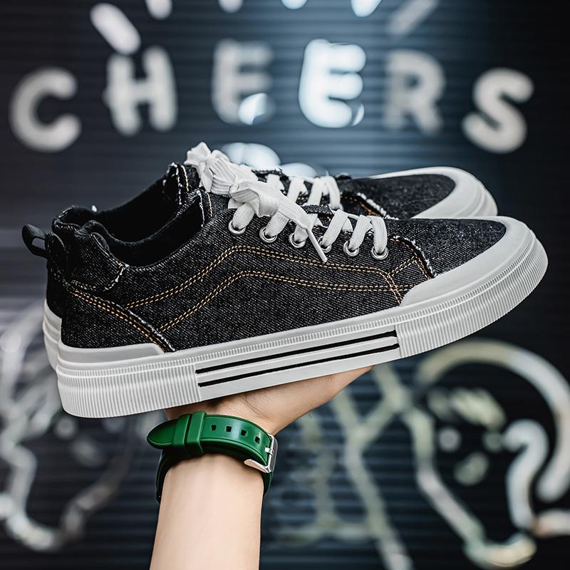 Nuove sneakers in denim streetwear moda uomo allacciate scarpe da passerella sneakers in tela da uomo scarpe hip-hop taglia grande 47 48 ragazzo trainer