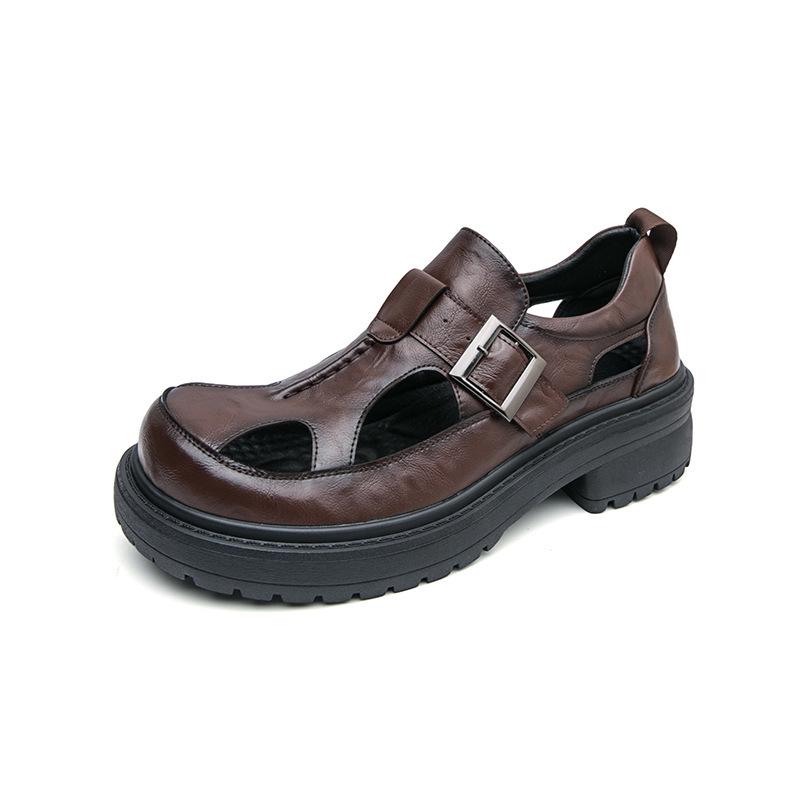 Men's Summer Casual Closed-Toe Perforated Sandals - Outdoor Business Buckle Design