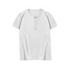 Heavyweight Bamboo Henry Collar Men's T-shirt Short-sleeved Summer Casual American Big Size Solid Colour Men's Button Up Tops