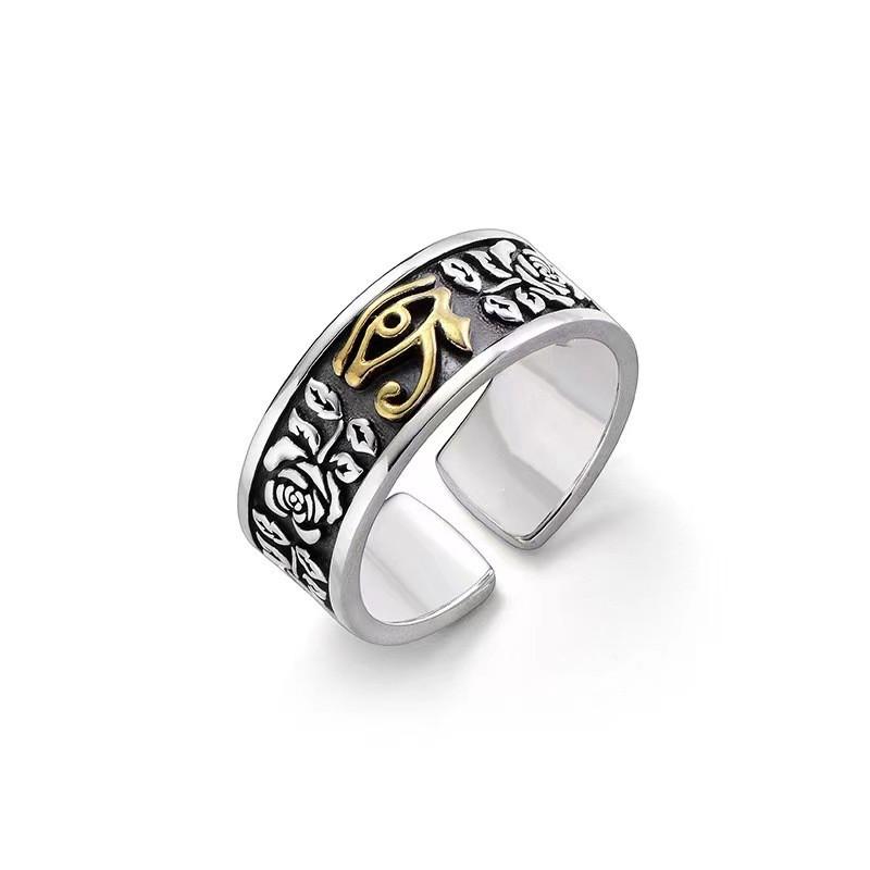 Horus Eye Adjustable Ring Men Women Vintage Boho Geometric Plated Copper Finger