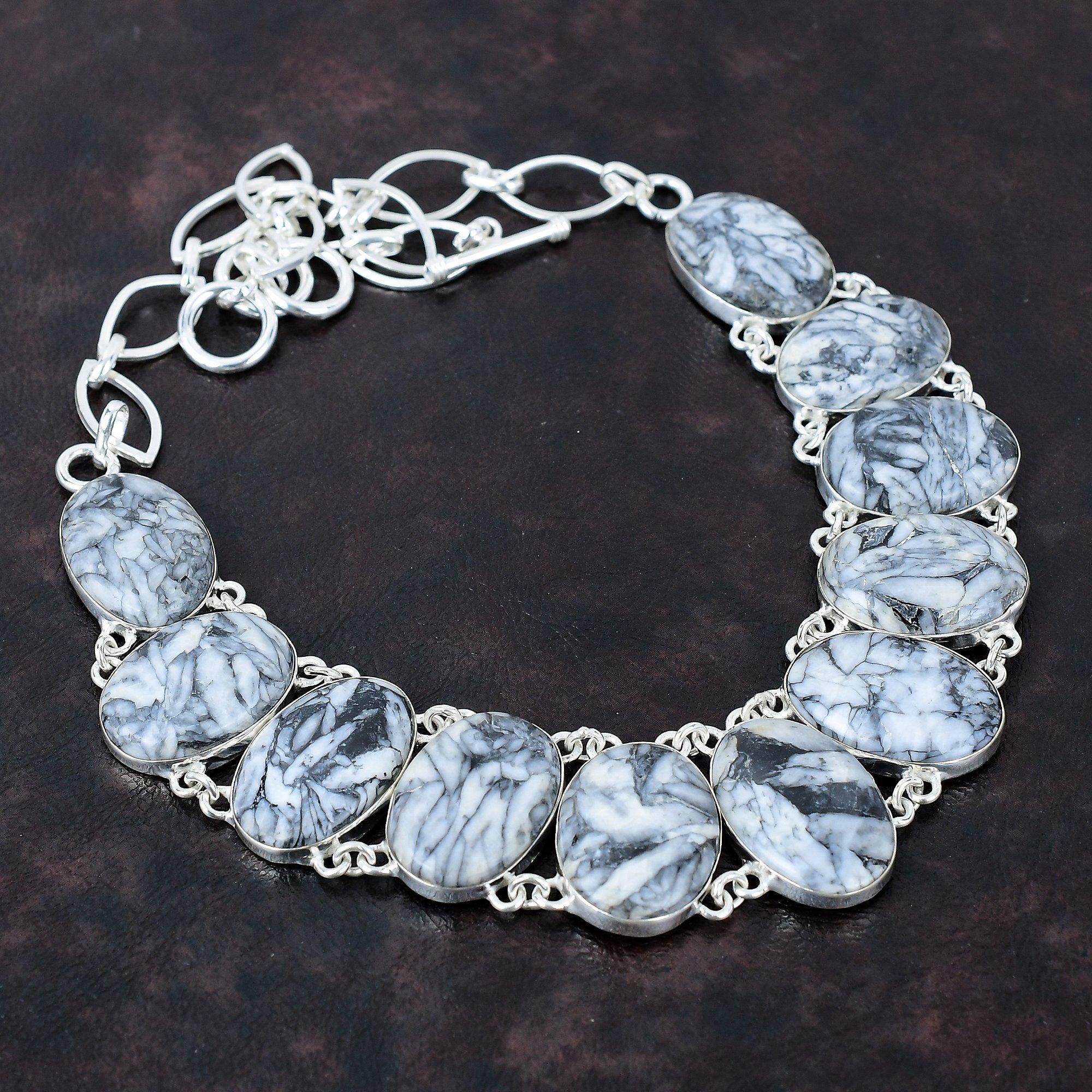 

Ожерелье из драгоценных камней Pinolith Jasper, ювелирные изделия ручной работы, ожерелье из стерлингового серебра 925 пробы, регулируемое ожерелье-цепочка, элегантное ожерелье, подарок на годовщину Adjustable