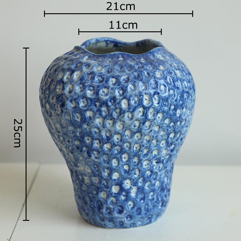 

Creative Strawberry Blue Porcelain Vase Plant Pots Table Decoration Flowers Arrangement Floral Vases Room Aesthetic Decor синий
