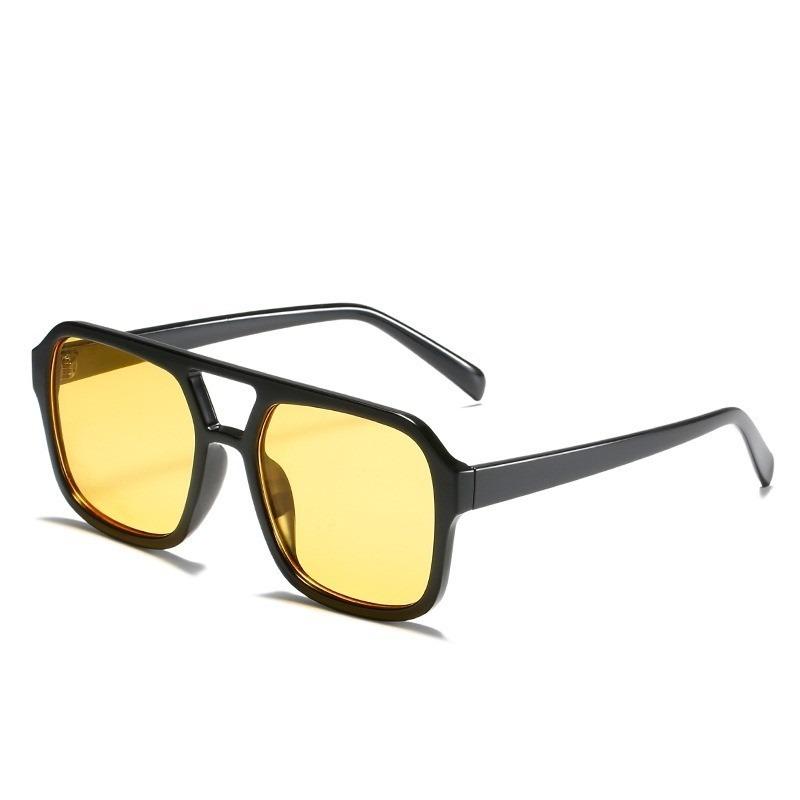 Retro Square Sunglasses with Yellow Lenses Vintage Style UV Protection Unisex Fashion Eyewear