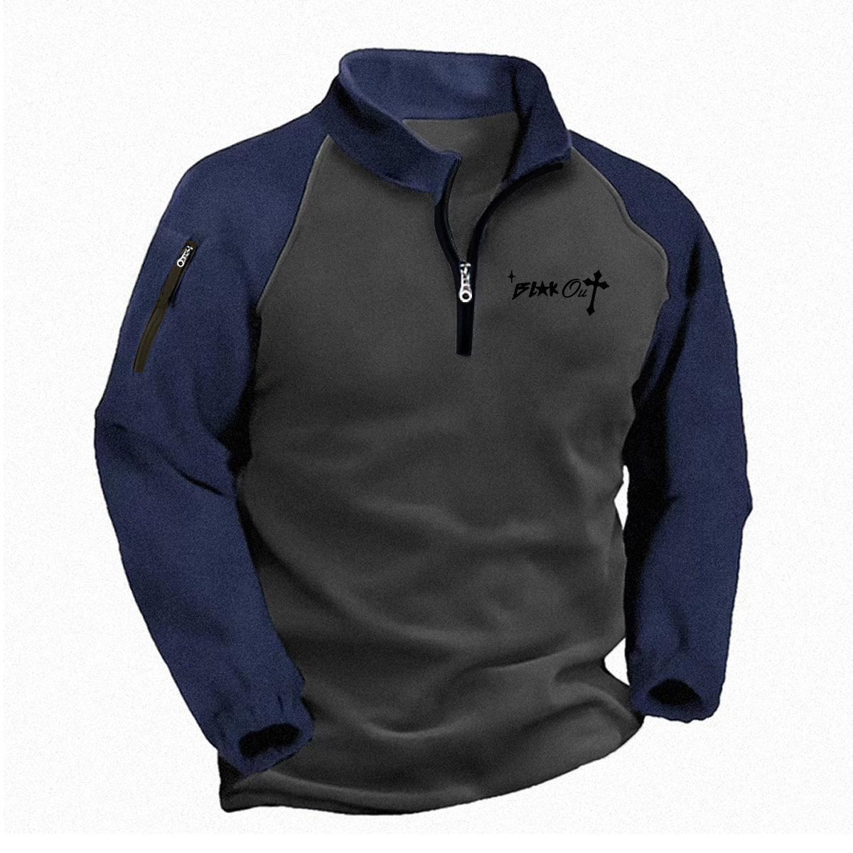 

Чоловічі теплі флісові пальта на блискавці з V-подібним вирізом Спортивні пальта на відкритому повітрі пуловери Чоловічий повсякденний верхній одяг XXL темно-синього кольору