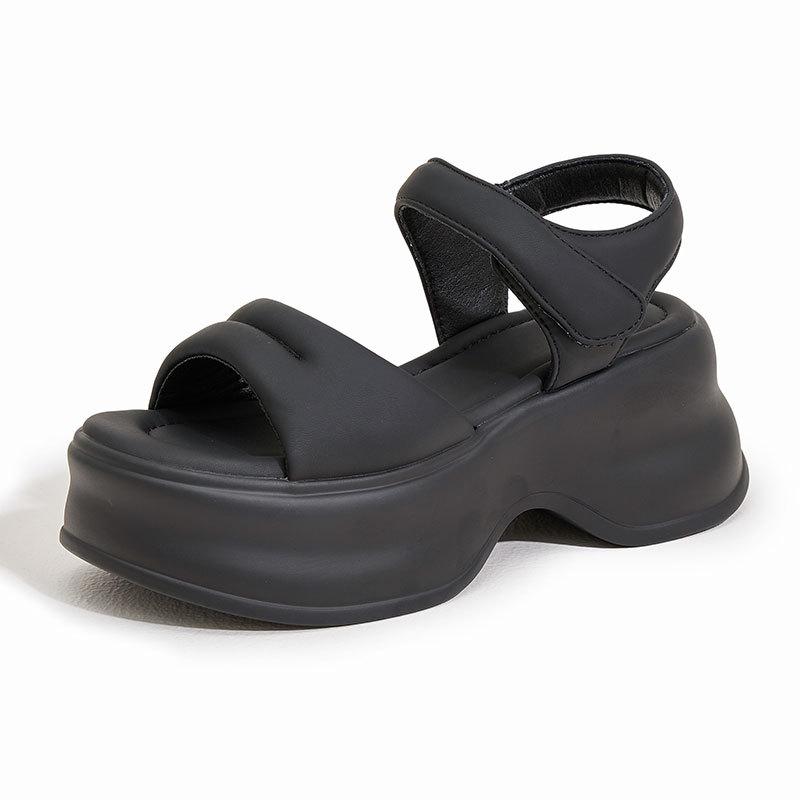 

Platform sandals women s new summer wear in 2025 fashionable versatile muffin shoes sports advanced sense women s shoes 39 чёрный