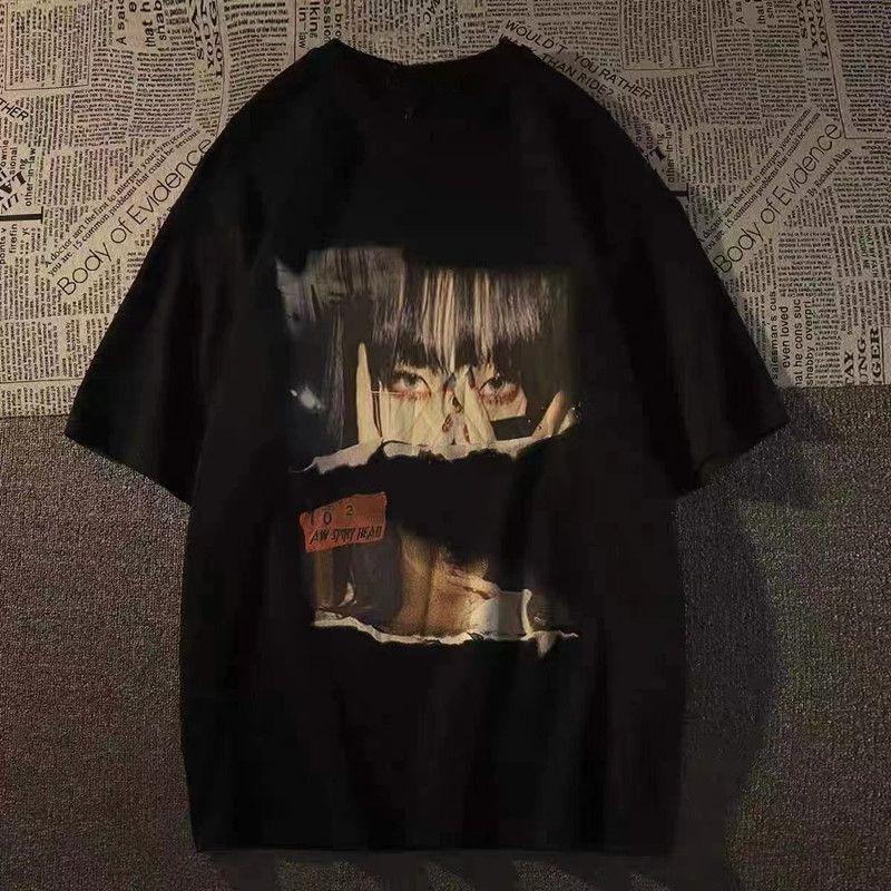 

New Harajuku Style Oil Painting Portrait Print High Quality Summer Unisex Fashion Loose Breathable Crew Neck Short Sleeve Top 5XL різнокольоровий