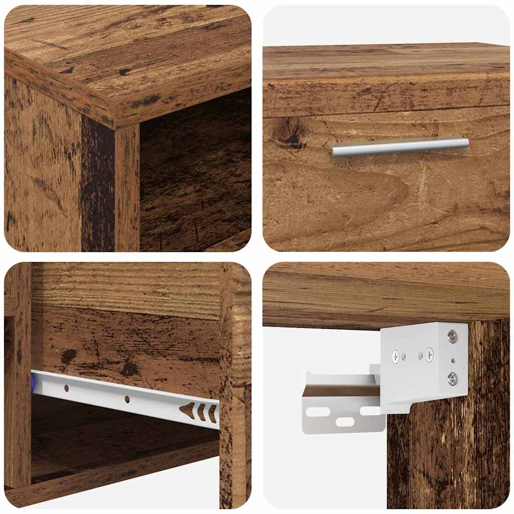 FLORIN 3 Piece TV Cabinet Set with Drawers Reclaimed Wood Effect Particleboard