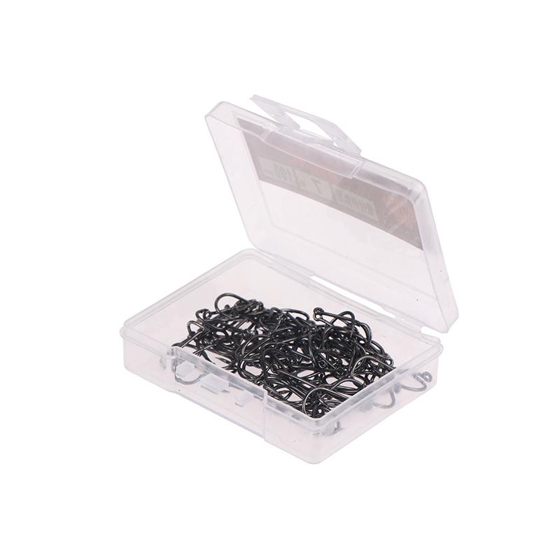 100Pcs/Box High Carbon Steel Fish Hook Durable High Strength Barbed Fishing Hooks With Ring For Carp Fishing Accessories