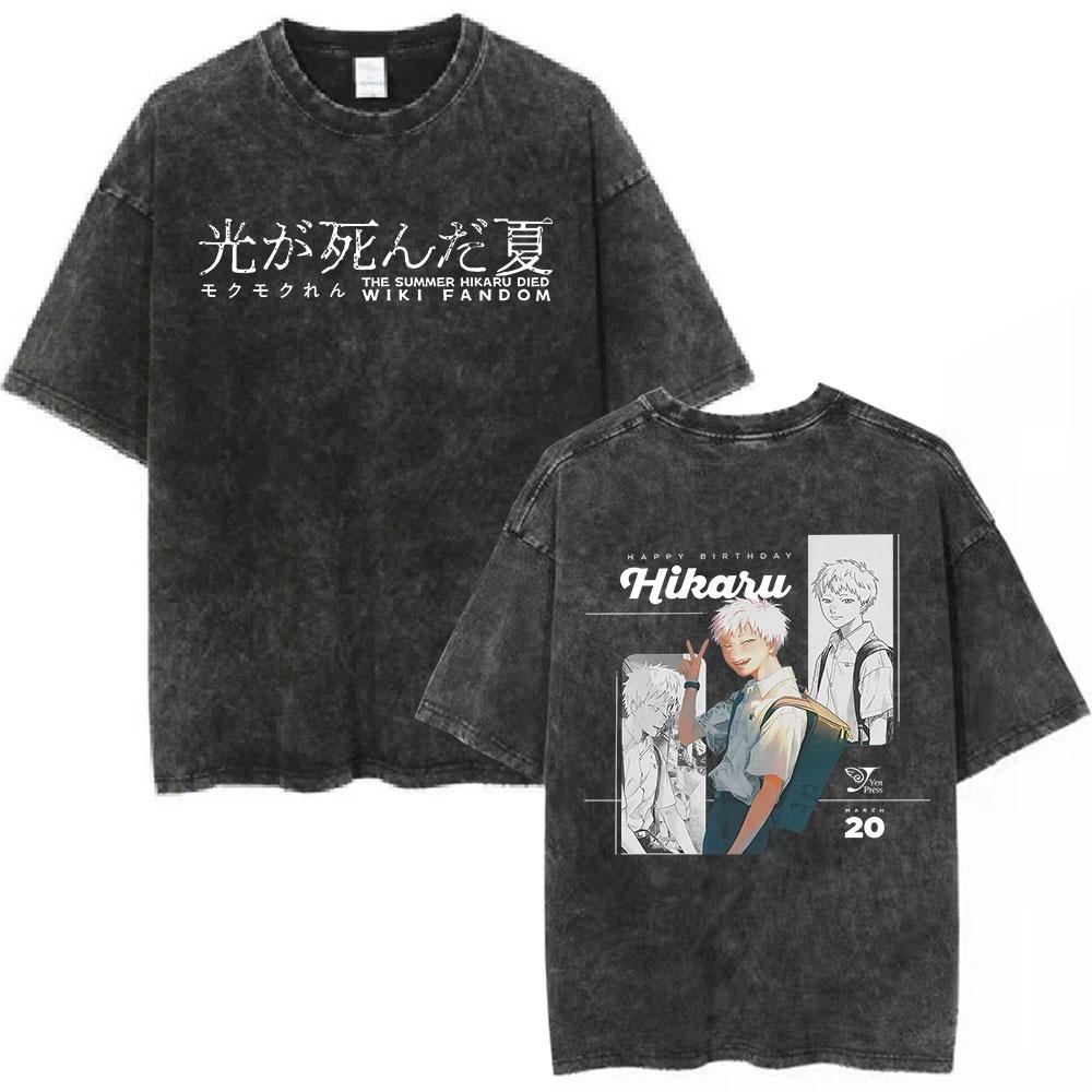 

Vintage Washed Anime The Summer Hikaru Died TShirt Hikaru Yoshiki Manga Fashion Tshirts Men Women 100 Cotton Casual T Shirts S