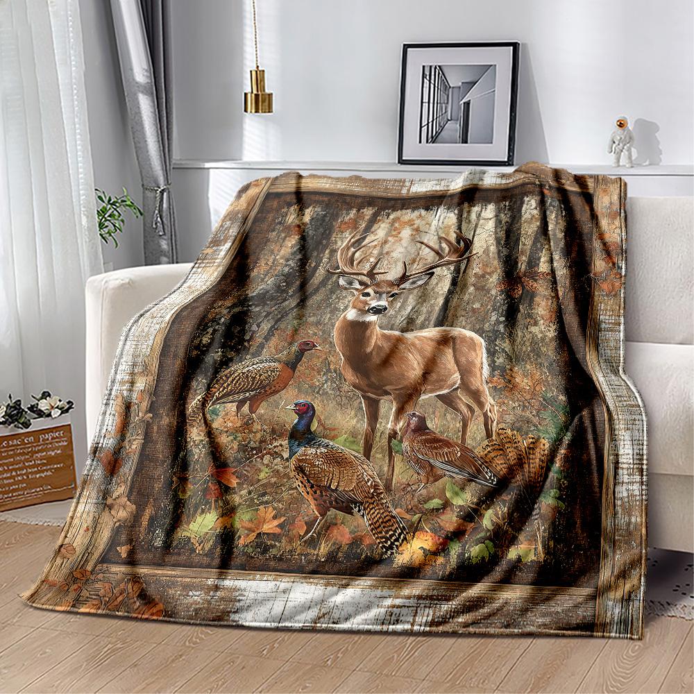 Deer Blanket Ultra-Soft Perfect for Livingroom Couch Bedding for All Seasons Warmthful Decor Gift for Travel Home Birthdays