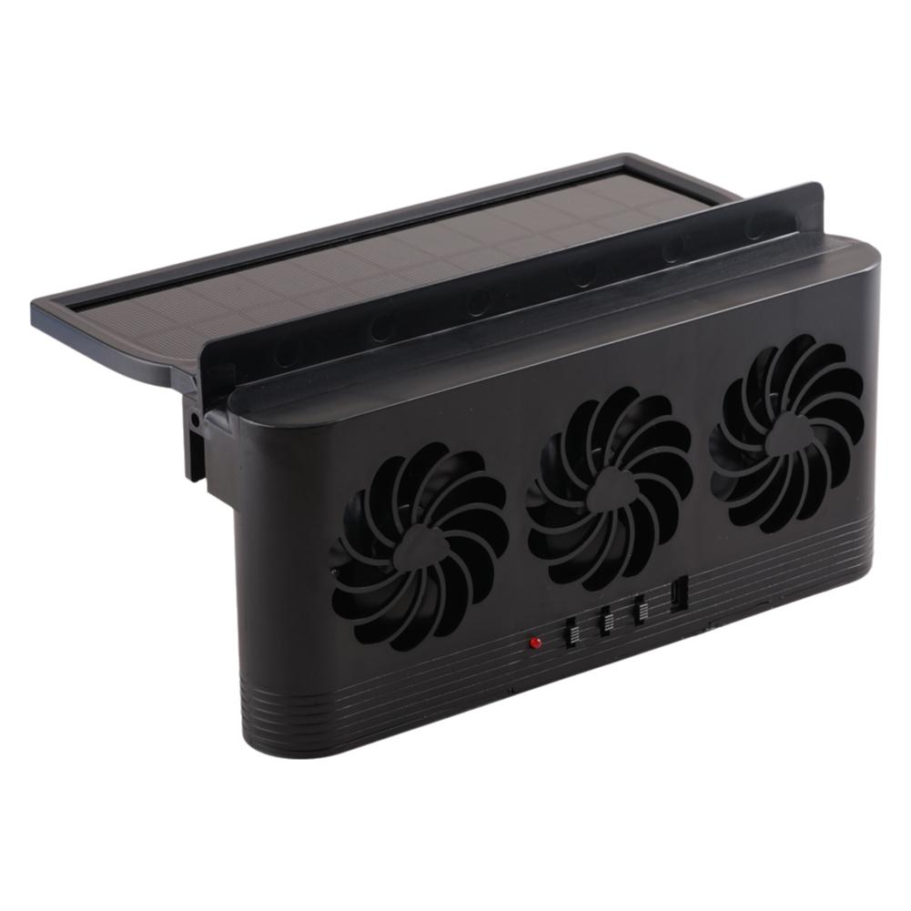 New Solar Powered Car Exhaust Fan 3 Air Outlets Car Cooling Fan USB Powered Window Ventilator Seat Ventilation Fan