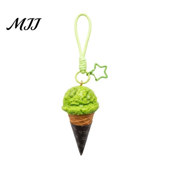 Ice Cream Cone Keychain Pendant, Bag Charm with Braided Lanyard, Backpacks Hanging Accessory Lightweight
